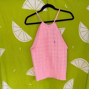 Ralph Lauren Light Pink Cable-Knit Halter Camisole XL
